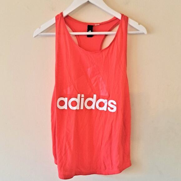 Adidas Peach / Orange Graphic Scoop Neck Racerback Muscle Tee / Top - M - Picture 2 of 10